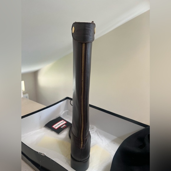 HUNTER ALIDA Women’s Brown Leather Knee High Lace Up Boots Size 7 - Picture 5 of 11